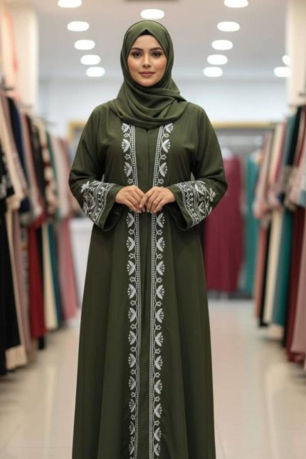 Imarah Embroidery Dubai Cherry Abaya - Green