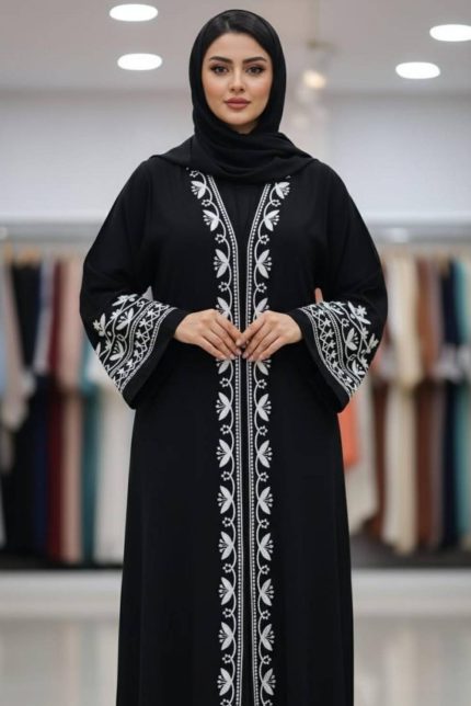 Imarah Embroidery Dubai Cherry Abaya - Black