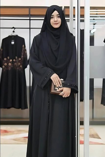 Mazmua Dubai Cherry Abaya - Black